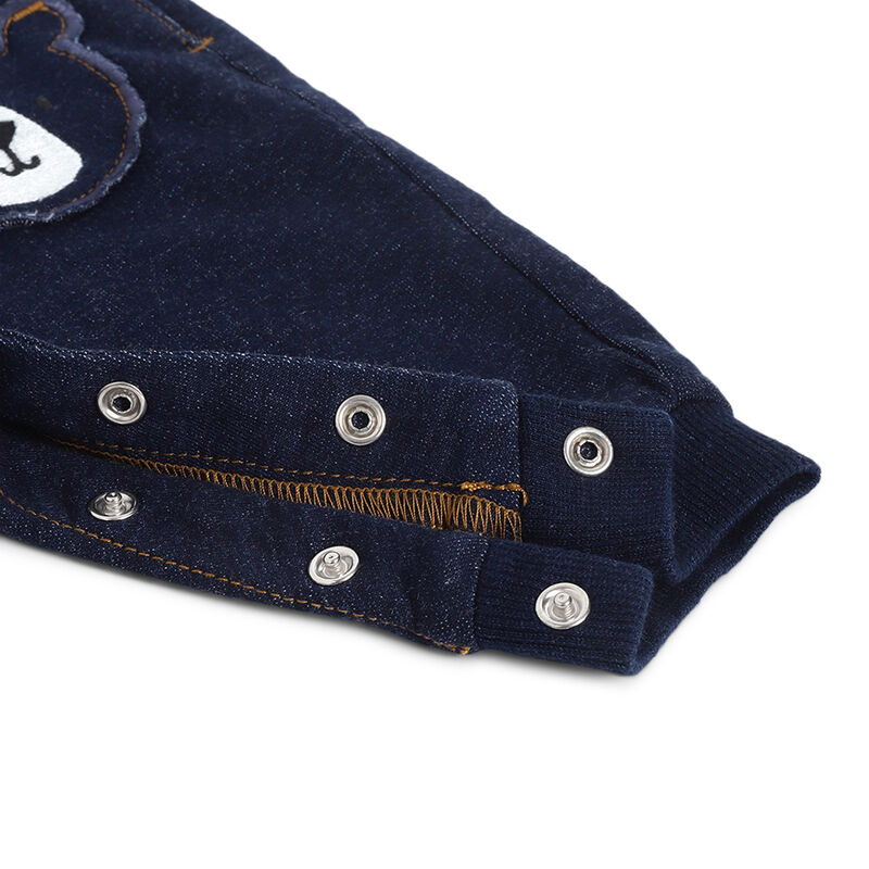 Boys Dark Blue Printed Long Dungaree image number 3